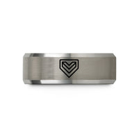 unique presents for women – black & gray tungsten chevron caution stripes wedding band