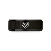 best presents for wife – black tungsten chevron caution stripes wedding band