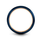 tungsten rings for couples – generic wrap engraving on rose gold & blue tungsten wedding band