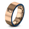 Generic Wrap – Tungsten Wedding Band, 8 mm, Blue, Rose Gold Comfort-Fit Unisex