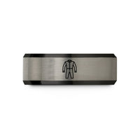 engraved rings for women – black & gray tungsten racing suit wedding band