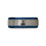 personalized presents for him – blue & gray tungsten dubai skyline wedding band