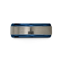 personalized presents for him – blue & gray tungsten dubai skyline wedding band