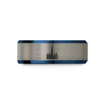personalized presents for him – blue & grey tungsten dubai skyline wedding band
