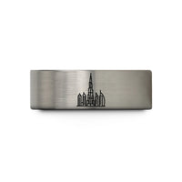 presents tailored for him – blue & grey tungsten dubai skyline wedding band