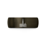 unique presents for men – gunmetal & blue tungsten dubai skyline wedding band