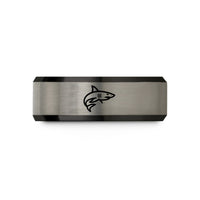 customized jewelry for him – black & blue & gray tungsten mako shark wedding band