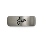 personalized presents for men – blue & gray tungsten mako shark wedding band