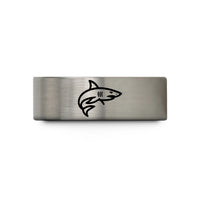 unique presents for couples – blue & silver tungsten mako shark wedding band