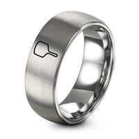 Valentines Day Gift for Him Personalized – silver tungsten pizza peel ring