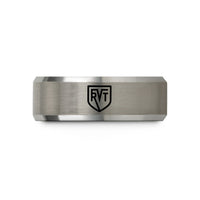 unique presents for boyfriend – black & silver tungsten rvt badge wedding band