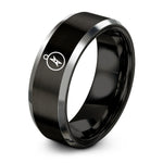best presents for husband – black & grey tungsten simple compass icon ring