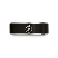 special presents for boyfriend – black & grey tungsten simple compass icon wedding band