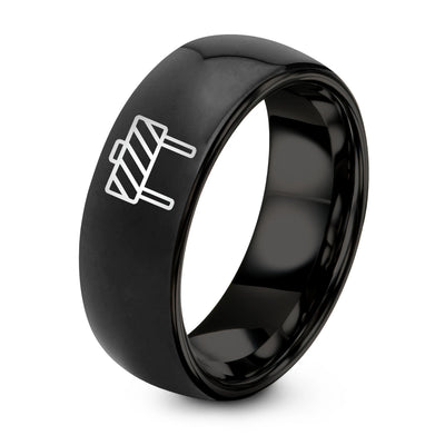 Barricade – Tungsten Wedding Band, 8 mm, Black Comfort-Fit Unisex