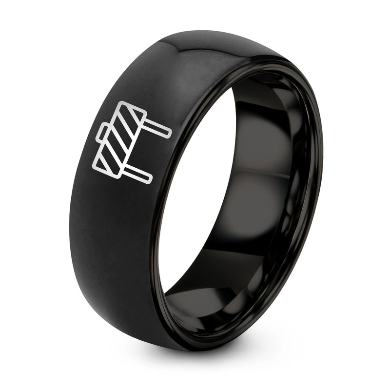 Barricade – Tungsten Wedding Band, 8 mm, Black Comfort-Fit Unisex