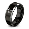 Bull – Tungsten Wedding Band, 8 mm, Grey, Black Comfort-Fit Unisex