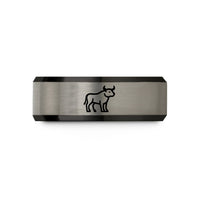 special presents for mothers – black & grey tungsten bull wedding band