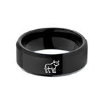 unique presents for her – black tungsten bull wedding band