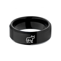 unique presents for her – black tungsten bull wedding band