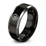 best presents for her – black & silver tungsten loop symbol circle ring