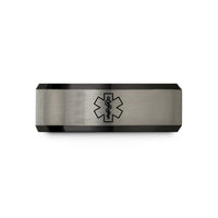romantic presents for her – black & silver tungsten emt star wedding band