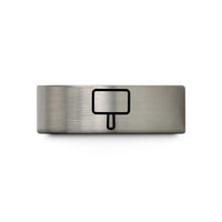 custom engrave wedding – blue & gray tungsten pit board wedding band