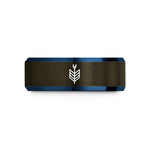 unique couple ring designs – gunmetal & blue tungsten arrow fletching nock wedding band