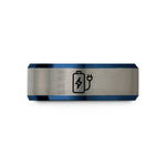 tungsten couple rings sale – blue & grey tungsten battery charging wedding band