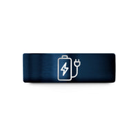 custom engraved couple rings – blue tungsten battery charging wedding band