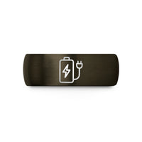 his and hers rings – gunmetal & blue tungsten battery charging wedding band