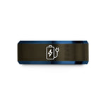 matching couple wedding bands – gunmetal & blue tungsten battery charging wedding band