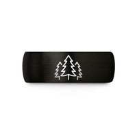 personalized presents for partners – black tungsten forest pines trio wedding band