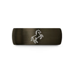 unique rings for couples – gunmetal & black tungsten rearing horse wedding band
