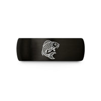 unique couple ring ideas – black tungsten koi scales wedding band