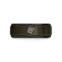 custom engraved rings men – gunmetal & black tungsten koi scales wedding band