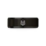 romantic matching ring set – black tungsten wolf moon wedding band