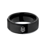 personalized couple ring presents – black tungsten wolf moon wedding band