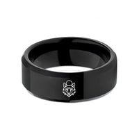 personalized couple ring presents – black tungsten wolf moon wedding band