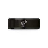 matching couple jewelry sets – black tungsten cactus moon wedding band