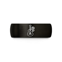 couples wedding rings set – black & gold tungsten flamenco guitar rose wedding band