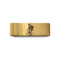 couples wedding rings set – gold tungsten flamenco guitar rose wedding band