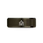 matching bands for couples – gunmetal & rose gold tungsten nativity scene wedding band