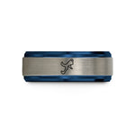 personalized presents for pairs – black & blue & silver tungsten release aid wedding band