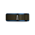 personalized presents for her – gunmetal & blue tungsten bodie island lighthouse wedding band