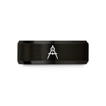 engraved jewelry for her – black tungsten compass drafting wedding band