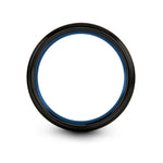 men’s tungsten wedding band – bearing ring engraving on black & blue & silver tungsten wedding band