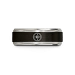 men’s tungsten wedding band – black & blue & silver tungsten bearing ring wedding band