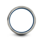 personalized jewelry for her – bearing ring engraving on black & blue & silver tungsten wedding band