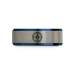 personalized jewelry for her – black & blue & silver tungsten bearing ring wedding band