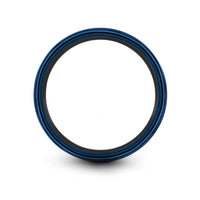 unique band for couples – bearing ring engraving on black & blue & gray tungsten wedding band